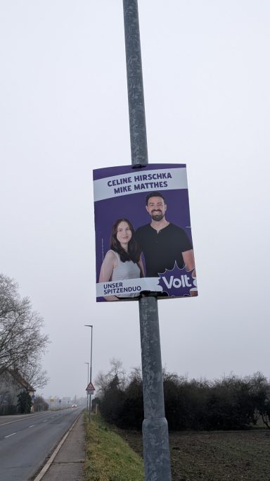 Wahlplakat des Spitzenduos Celine Hirschka und Mike Matthes